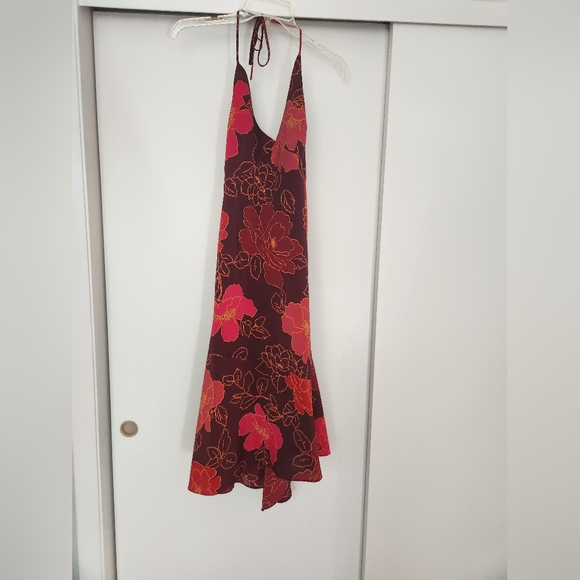 Vintage Express Red/Orange Tropical Floral Print - Picture 2 of 6